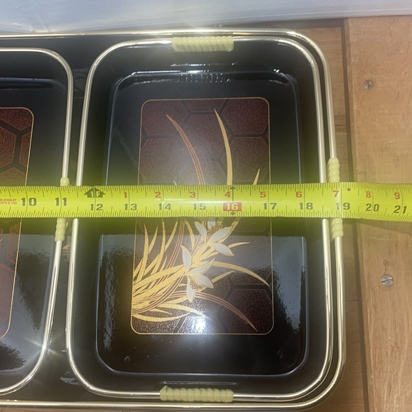 Vintage-1984  3 Piece "Lacquerware" Nesting Trays  Black - Picture 11 of 12